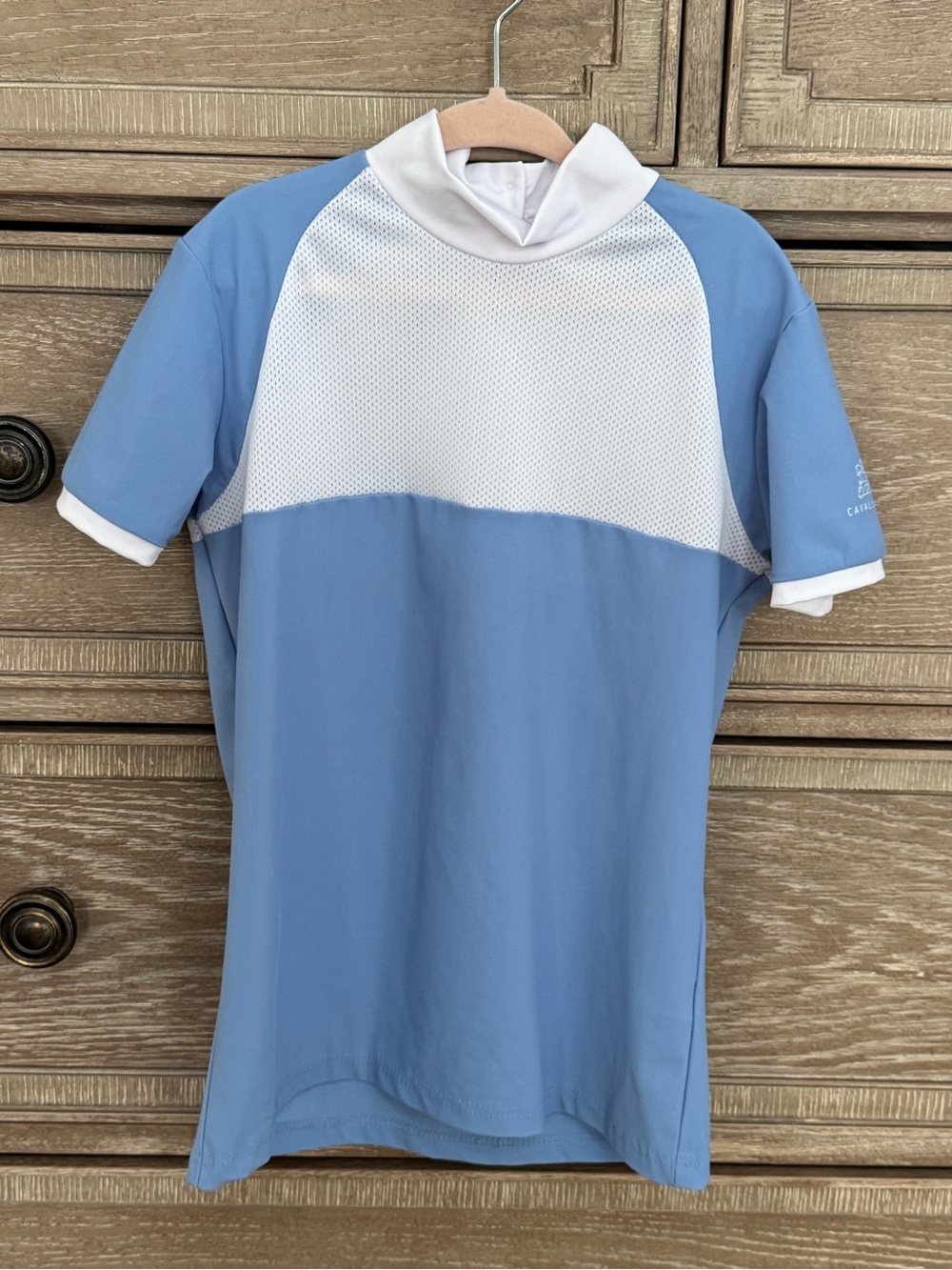 Cavallieria Light Blue & White Kids equestrian Short Sleeve Top
